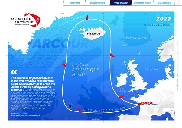 Geplande route van de Vendée Arctique