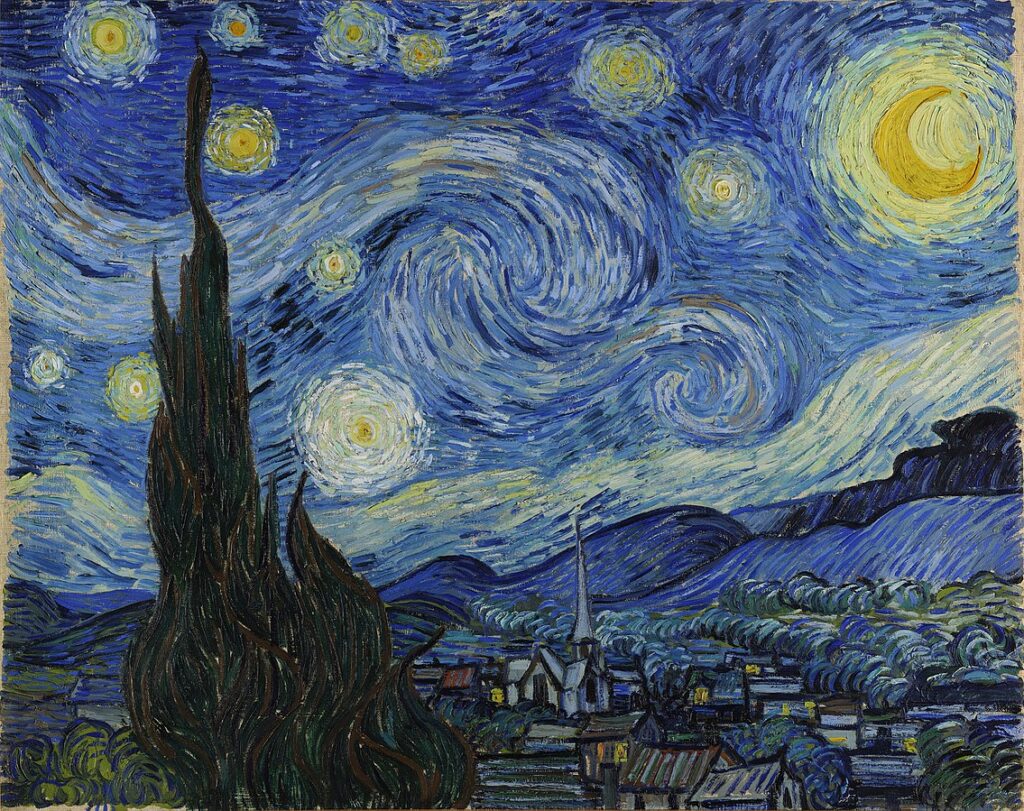 Kelvin-Helmholtz wolken in Vincent van Gogh's Sterrennacht