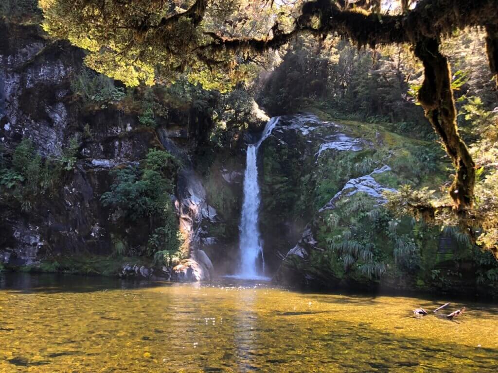 Sailors for sustainability: waterval op Fiordland