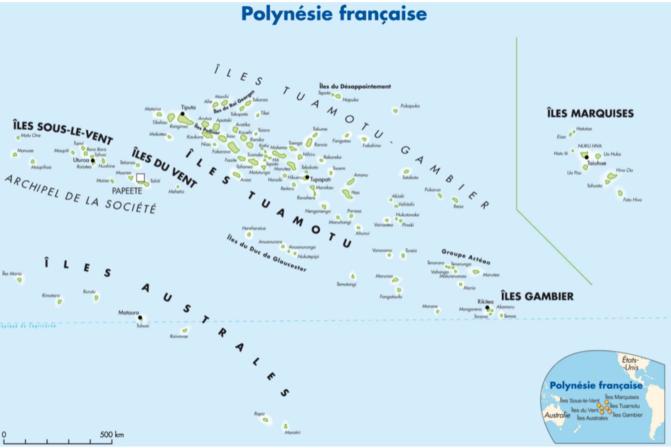 kaart van Frans Polynesie
