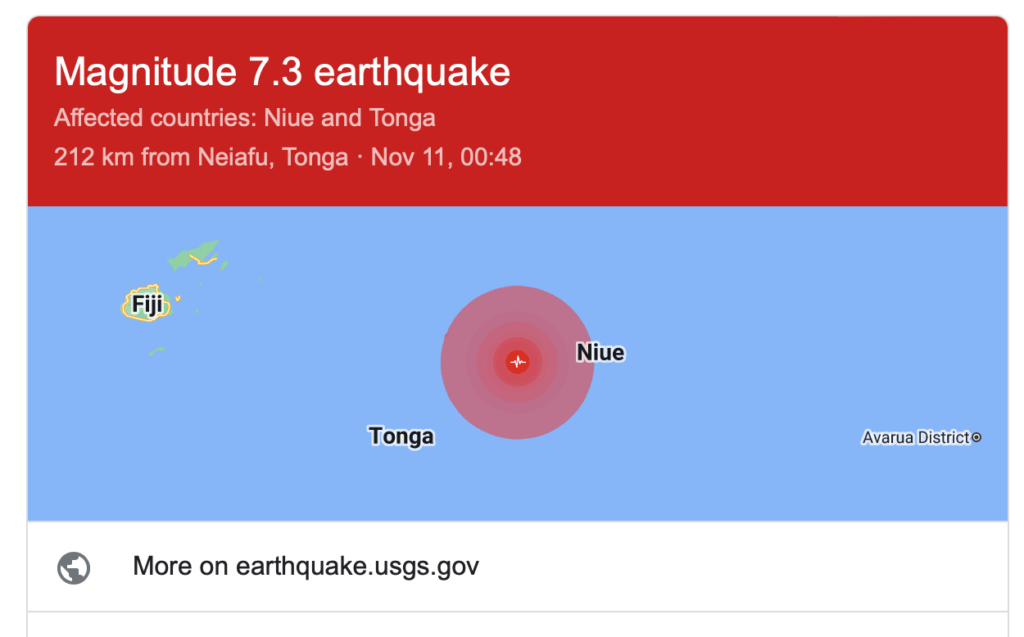 Aardbeving nabij Tonga