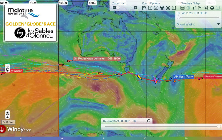 Positie Golden Globe Race vloot 9 januari